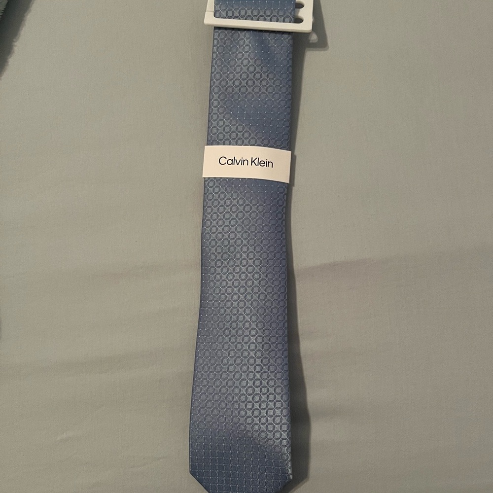 Calvin Klein Light Blue Patterned Tie